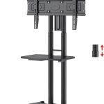 Truman Tv Trolley - Model AVA1500-60-1P - With Wheels Movable For LCD - LED Flat or Curved Screen for 32-70 Inch Height Adjustable Rolling, weight capacity Up to 45.5 KG- Floor TV Stand with Tray