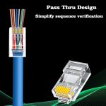 Onten OTN-E661 100 pcs 30UM Cat6A/5e/5 RJ45 connectors, gold-plated Gigabit Ethernet cable connectors, standard network plug for computer networking, crystal head - Image 2