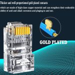 Onten OTN-E661 100 pcs 30UM Cat6A/5e/5 RJ45 connectors, gold-plated Gigabit Ethernet cable connectors, standard network plug for computer networking, crystal head - Image 3