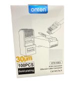Onten OTN-E661 100 pcs 30UM Cat6A/5e/5 RJ45 connectors, gold-plated Gigabit Ethernet cable connectors, standard network plug for computer networking, crystal head - Image 6