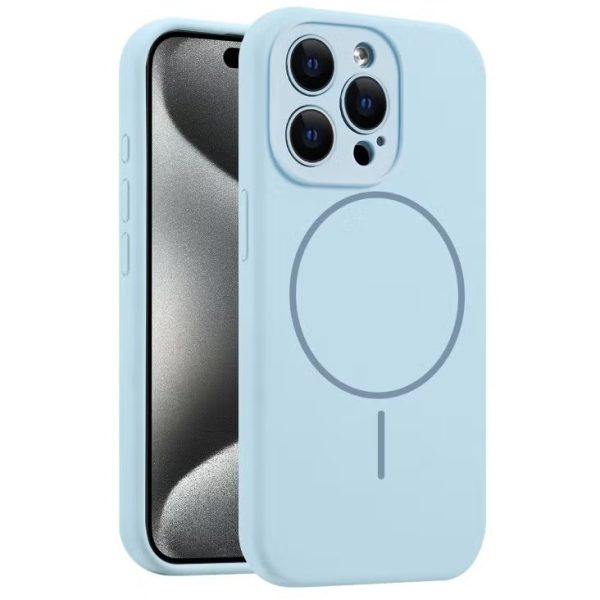 Silicon cover Compatible with iPhone 16 plus Case, Liquid Silicone Case, Full Body Protective Cover, Shockproof, Slim Phone Case, Anti-Scratch Soft Microfiber Lining – Sky Blue