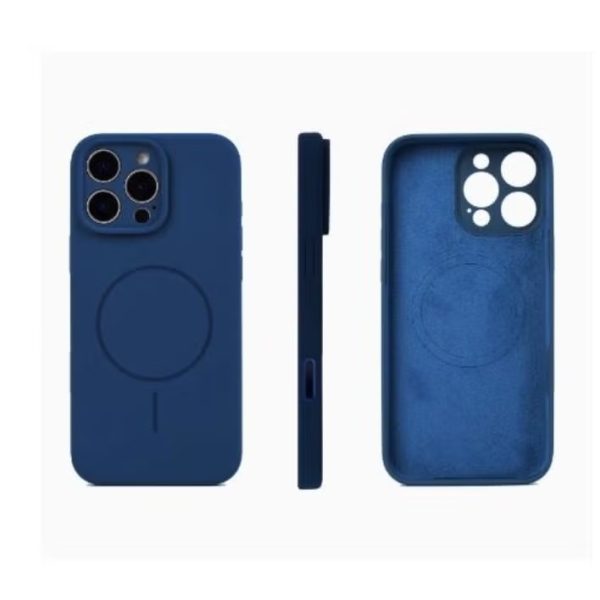 Silicon cover Compatible with iPhone 15 pro Case, Liquid Silicone Case, Full Body Protective Cover, Shockproof, Slim Phone Case, Anti-Scratch Soft Microfiber Lining – Dark blue