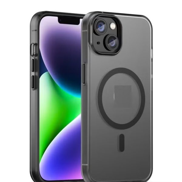 Drop-resistant, reinforced plastic back cover compatible with iPhone 13 - Black