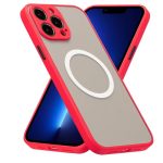 Magnetic Case for iPhone 16 pro max, Compatible with Wireless Charging [Silky Touch] [Matte PC Back] TPU Bumper Shockproof Slim Thin Phone Case - Red