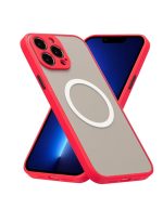 Magnetic Case for iPhone 16 pro max, Compatible with Wireless Charging [Silky Touch] [Matte PC Back] TPU Bumper Shockproof Slim Thin Phone Case - Red