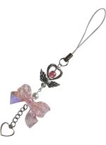 Stylishly designed necklace that attaches to the phone, with a plastic part to secure it to the phone