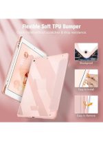 Case for iPad 10.2-Inch (9th/8th/7th Generation, 2021/2020/2019),Clear Shockproof Back Cover Built-in Pencil Holder,Auto Sleep/Wake (Pink) - Image 5