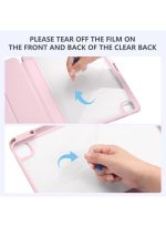 Case for iPad iPad Air 13 Inch Case M2 2024/iPad Pro 12.9 6th/5th/4th Generation 2022/2021/2020 with Pencil Holder, Clear Transparent Back Shell Slim Stand Shockproof Tablet Cover, Auto Wake/Sleep (Pink) - Image 3