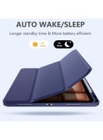 Case for iPad iPad Air 13 Inch Case M2 2024/iPad Pro 12.9 6th/5th/4th Generation 2022/2021/2020 with Pencil Holder, Clear Transparent Back Shell Slim Stand Shockproof Tablet Cover, Auto Wake/Sleep (Navy blue) - Image 3