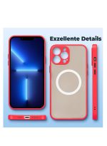 Magnetic Case for iPhone 16 pro max, Compatible with Wireless Charging [Silky Touch] [Matte PC Back] TPU Bumper Shockproof Slim Thin Phone Case - Red - Image 2