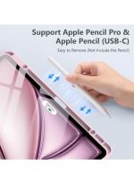 Case for iPad iPad Air 13 Inch Case M2 2024/iPad Pro 12.9 6th/5th/4th Generation 2022/2021/2020 with Pencil Holder, Clear Transparent Back Shell Slim Stand Shockproof Tablet Cover, Auto Wake/Sleep (Pink) - Image 4