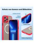 Magnetic Case for iPhone 16 pro max, Compatible with Wireless Charging [Silky Touch] [Matte PC Back] TPU Bumper Shockproof Slim Thin Phone Case - Red - Image 3