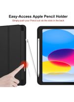 Case for iPad 10th Generation 10.9 Inch, 2022 & ipad 11th genration 2025 Case with Pencil Holder - Protective Trifold Stand Smart Cover [Support Touch ID & Auto Wake/Sleep] comaptiple with (A3354/A3355/A3356 /A2696/A2757/A2777) , Black - Image 7