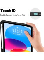 Case for iPad 10th Generation 10.9 Inch, 2022 & ipad 11th genration 2025 Case with Pencil Holder - Protective Trifold Stand Smart Cover [Support Touch ID & Auto Wake/Sleep] comaptiple with (A3354/A3355/A3356 /A2696/A2757/A2777) , Black - Image 5