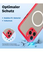 Magnetic Case for iPhone 16 pro max, Compatible with Wireless Charging [Silky Touch] [Matte PC Back] TPU Bumper Shockproof Slim Thin Phone Case - Red - Image 5