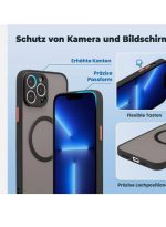 Magnetic Case for iPhone 16 pro max, Compatible with Wireless Charging [Silky Touch] [Matte PC Back] TPU Bumper Shockproof Slim Thin Phone Case - Black - Image 8