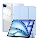 Case for iPad iPad Air 13 Inch Case M2 2024/iPad Pro 12.9 6th/5th/4th Generation 2022/2021/2020 with Pencil Holder, Clear Transparent Back Shell Slim Stand Shockproof Tablet Cover, Auto Wake/Sleep (Sky blue)
