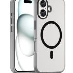 Drop-resistant, reinforced plastic back cover compatible with iPhone 16 Plus - Black