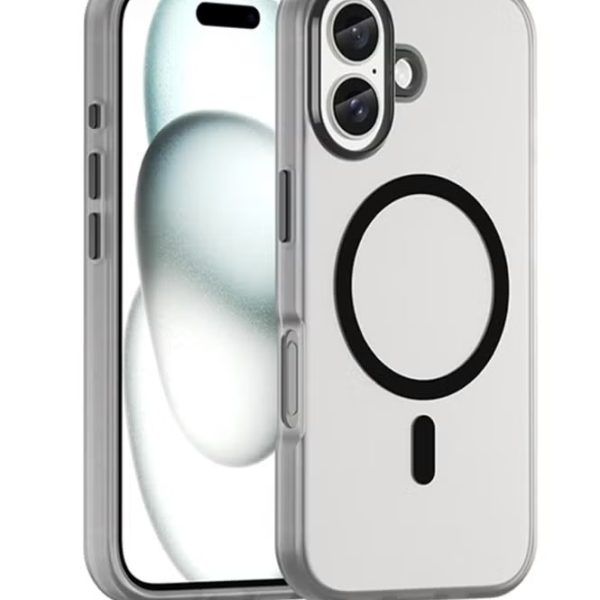 Drop-resistant, reinforced plastic back cover compatible with iPhone 16 Plus - Black