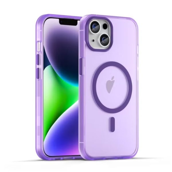 Drop-resistant, reinforced plastic back cover compatible with iPhone 14 - Purple
