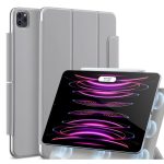 magnatic case iPad Pro 12.9 Case 2022/2021/2020/2018, Soft TPU Back Cover with Pencil Holder for iPad Pro 12.9 Inch 6th/5th/4th/3rd Generation (Grey)