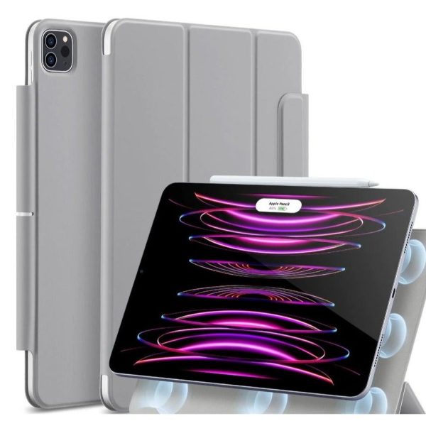 magnatic case iPad Pro 12.9 Case 2022/2021/2020/2018, Soft TPU Back Cover with Pencil Holder for iPad Pro 12.9 Inch 6th/5th/4th/3rd Generation (Grey)