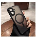 Magnetic Case for iPhone 16 plus, Compatible with Wireless Charging [Silky Touch] [Matte PC Back] TPU Bumper Shockproof Slim Thin Phone Case - Black