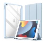 Case for iPad 10.2-Inch (9th/8th/7th Generation, 2021/2020/2019),Clear Shockproof Back Cover Built-in Pencil Holder,Auto Sleep/Wake (Sky blue)