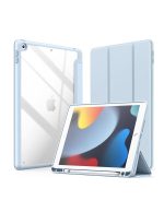 Case for iPad 10.2-Inch (9th/8th/7th Generation, 2021/2020/2019),Clear Shockproof Back Cover Built-in Pencil Holder,Auto Sleep/Wake (Sky blue)