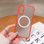 Magnetic Case for iPhone 16 plus, Compatible with Wireless Charging [Silky Touch] [Matte PC Back] TPU Bumper Shockproof Slim Thin Phone Case - Red