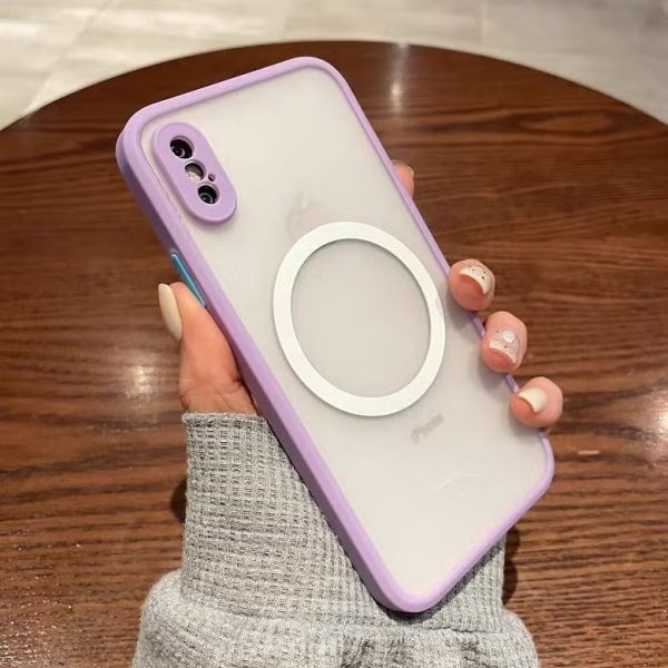 Magnetic Case for iPhone 16 plus, Compatible with Wireless Charging [Silky Touch] [Matte PC Back] TPU Bumper Shockproof Slim Thin Phone Case - purple