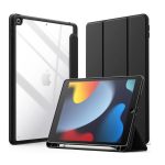 Case for iPad 10.2-Inch (9th/8th/7th Generation, 2021/2020/2019),Clear Shockproof Back Cover Built-in Pencil Holder,Auto Sleep/Wake (Black)