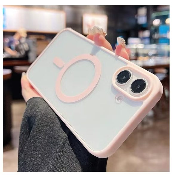 Magnetic Case for iPhone 16 plus, Compatible with Wireless Charging [Silky Touch] [Matte PC Back] TPU Bumper Shockproof Slim Thin Phone Case - Pink