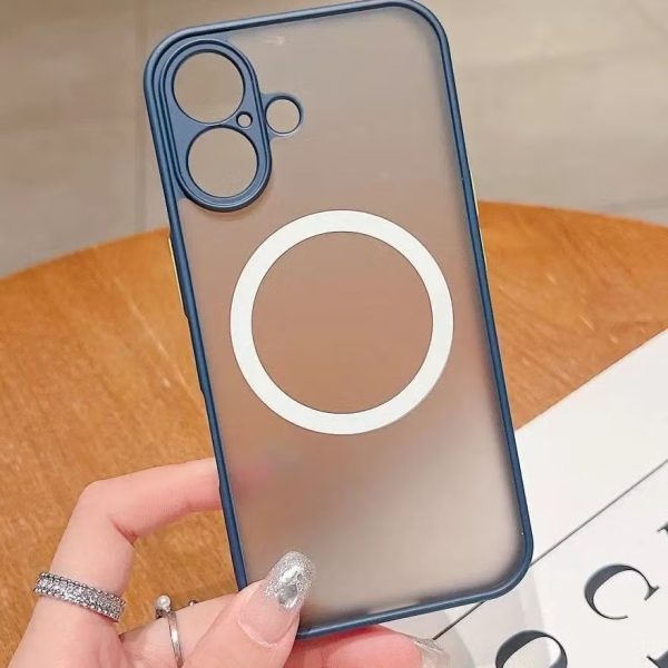 Magnetic Case for iPhone 16 plus, Compatible with Wireless Charging [Silky Touch] [Matte PC Back] TPU Bumper Shockproof Slim Thin Phone Case - blue