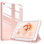 Case for iPad 10.2-Inch (9th/8th/7th Generation, 2021/2020/2019),Clear Shockproof Back Cover Built-in Pencil Holder,Auto Sleep/Wake (Pink)