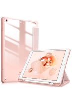 Case for iPad 10.2-Inch (9th/8th/7th Generation, 2021/2020/2019),Clear Shockproof Back Cover Built-in Pencil Holder,Auto Sleep/Wake (Pink)
