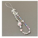 Stylishly designed necklace that attaches to the phone, with a plastic part to secure it to the phone