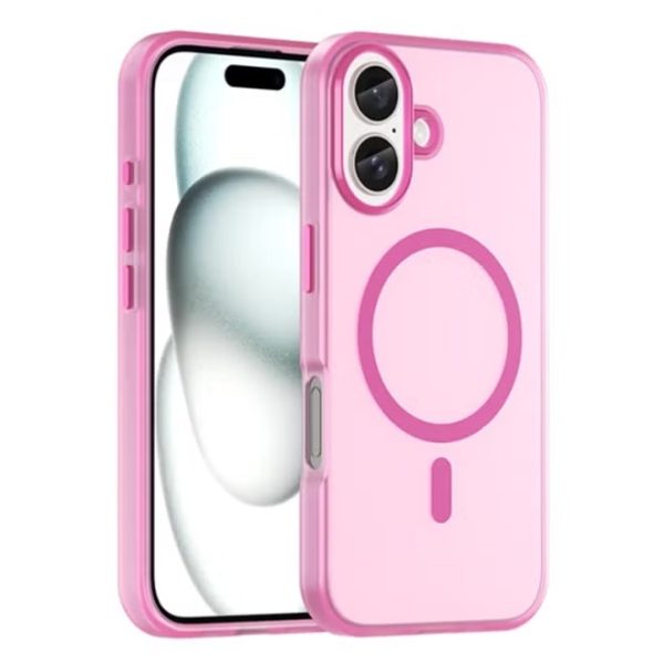 Drop-resistant, reinforced plastic back cover compatible with iPhone 16 plus - Pink
