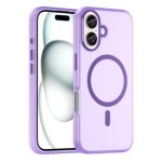 Drop-resistant, reinforced plastic back cover compatible with iPhone 16 plus - Purple
