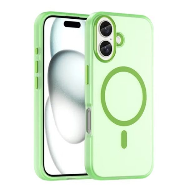 Drop-resistant, reinforced plastic back cover compatible with iPhone 16 plus - Green