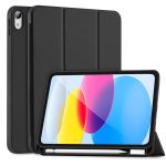Case for iPad 10th Generation 10.9 Inch, 2022 & ipad 11th genration 2025 Case with Pencil Holder - Protective Trifold Stand Smart Cover [Support Touch ID & Auto Wake/Sleep] comaptiple with (A3354/A3355/A3356 /A2696/A2757/A2777) , Black