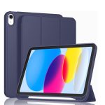 Case for iPad 10th Generation 10.9 Inch, 2022 & ipad 11th genration 2025 Case with Pencil Holder - Protective Trifold Stand Smart Cover [Support Touch ID & Auto Wake/Sleep] comaptiple with (A3354/A3355/A3356 /A2696/A2757/A2777) , Navy Blue