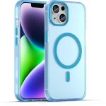 Drop-resistant, reinforced plastic back cover compatible with iPhone 14 - Blue