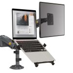 NB NORTH BAYOU H180-FP Dual Arm Shock Absorber 17"-27" Monitor Holder and 10"-17" Laptop Stand