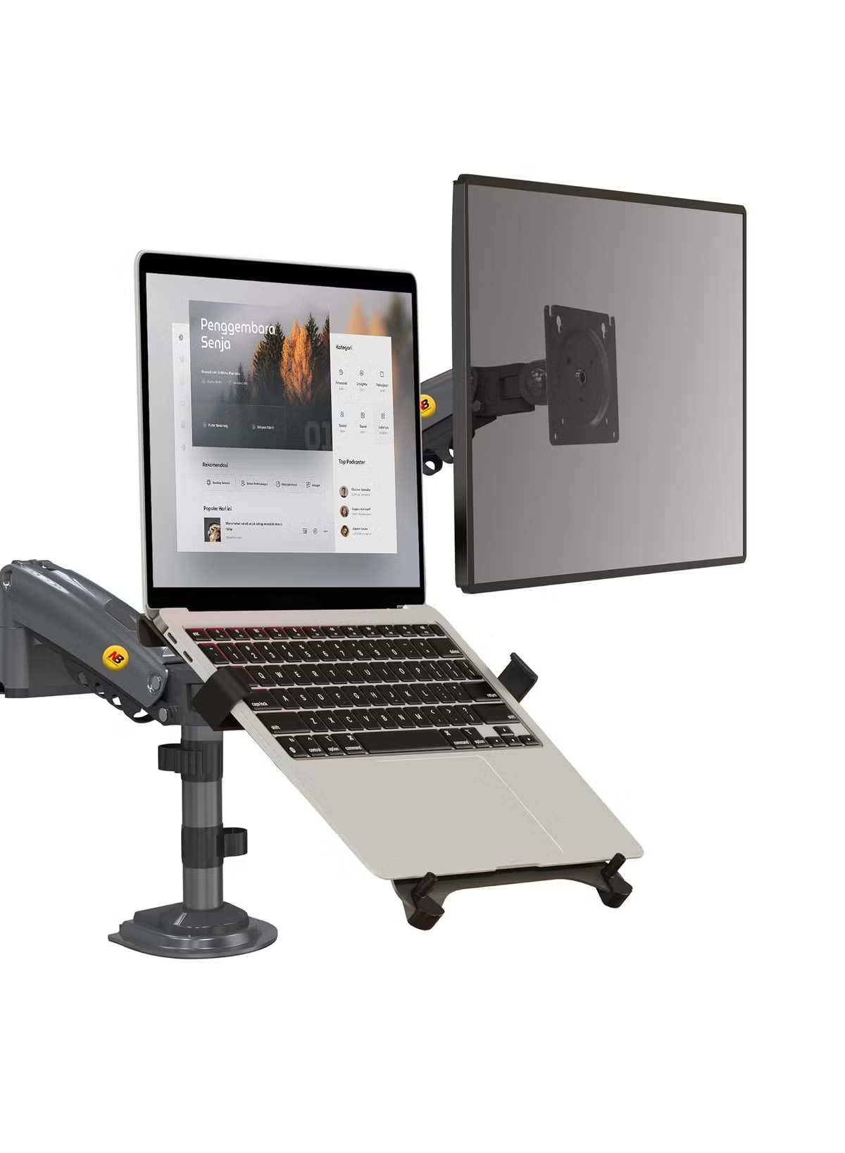 imgi_388_531240cb-3ed1-4e3d-aef2-4fdb7e4cc734 NB NORTH BAYOU H180-FP Dual Arm Shock Absorber 17"-27" Monitor Holder and 10"-17" Laptop Stand - Image 1