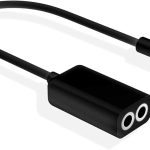 Headphone splitter audio cable 3.5mm male to 2 female jack 3.5mm splitter adapter aux cable for for iphone for samsung mp3 player (Black 0.17m)