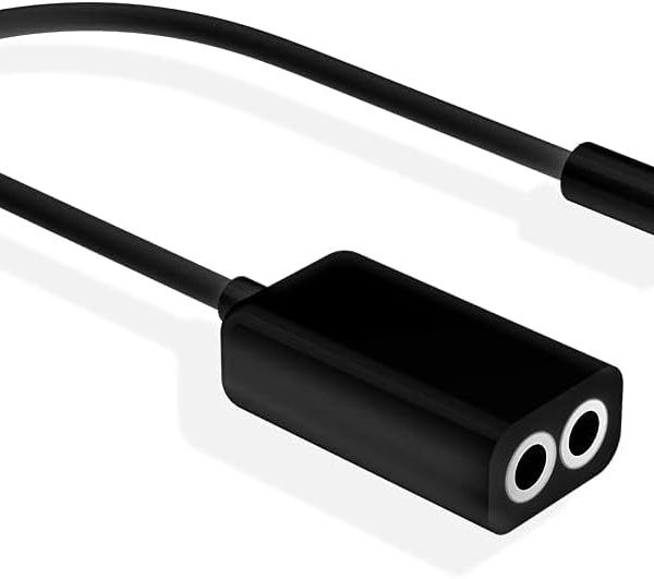 Headphone splitter audio cable 3.5mm male to 2 female jack 3.5mm splitter adapter aux cable for for iphone for samsung mp3 player (Black 0.17m)