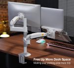 NB NORTH BAYOU H180-FP Dual Arm Shock Absorber 17"-27" Monitor Holder and 10"-17" Laptop Stand - White - Image 2