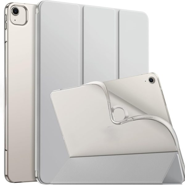 Case for iPad iPad Air 13 Inch Case M2 2024/iPad Pro 12.9 6th/5th/4th Generation 2022/2021/2020 with Pencil Holder, Clear Transparent Back Shell Slim Stand Shockproof Tablet Cover, Auto Wake/Sleep (Grey)