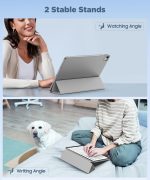 Case for iPad iPad Air 13 Inch Case M2 2024/iPad Pro 12.9 6th/5th/4th Generation 2022/2021/2020 with Pencil Holder, Clear Transparent Back Shell Slim Stand Shockproof Tablet Cover, Auto Wake/Sleep (Grey) - Image 3